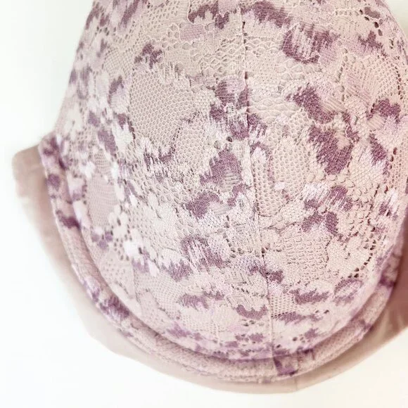 Victoria's Secret Bra 38DD Purple Lace Lined Demi Underwire Padded Lilac - Picture 4 of 10
